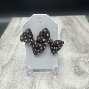Pink Polka Dot Bow Earrings